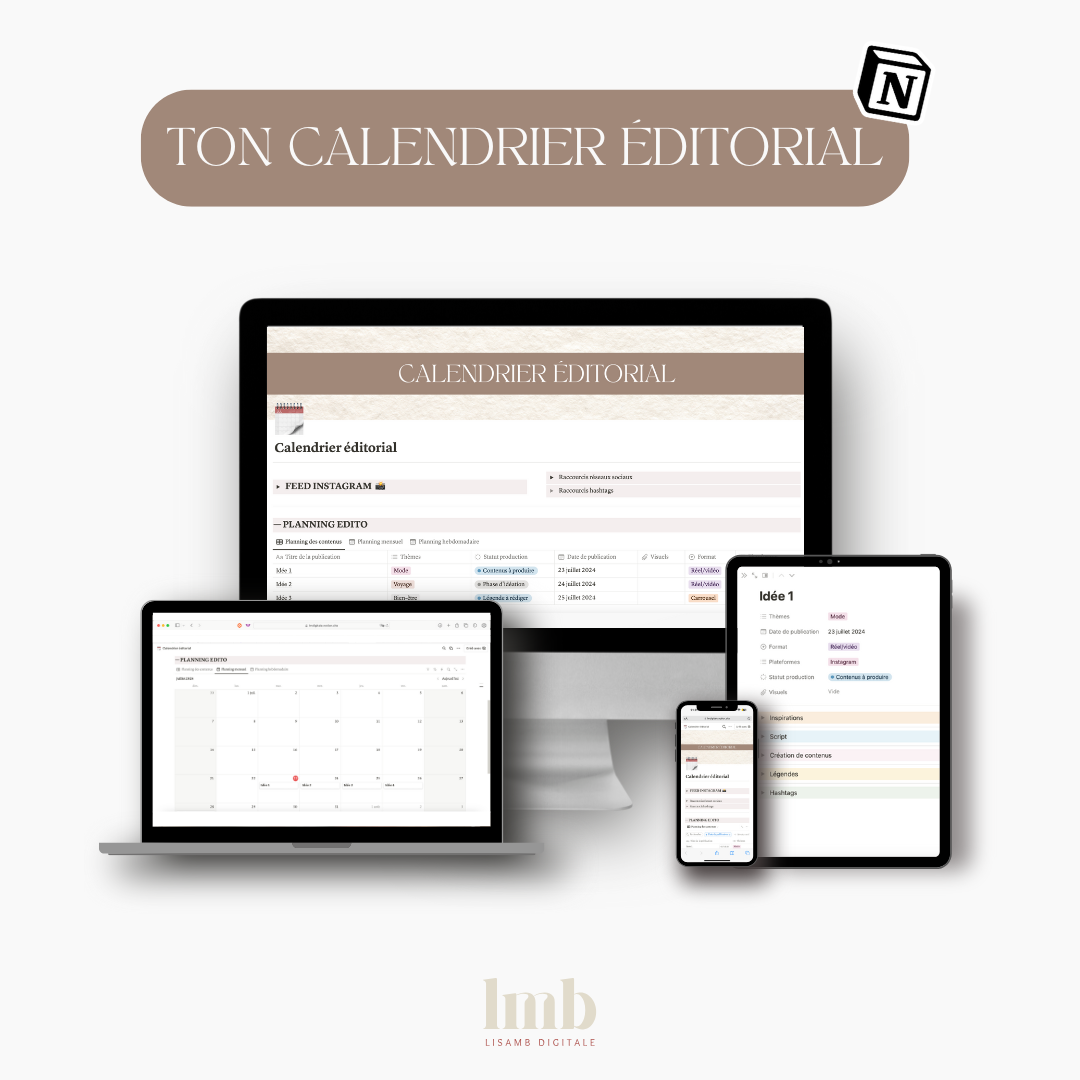 Template Notion – Calendrier Éditorial pour réseaux sociaux